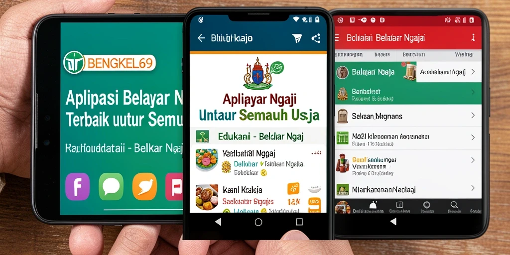 Antarmuka aplikasi BENGKEL69 dengan fitur pembelajaran yang interaktif.