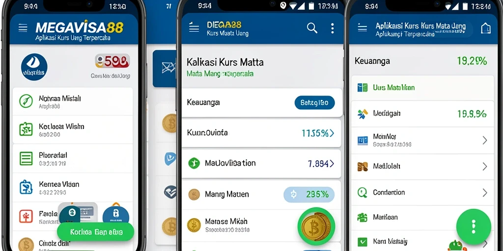 Antarmuka aplikasi MEGAVISA88 yang menarik dan informatif untuk Kurs Mata Uang.