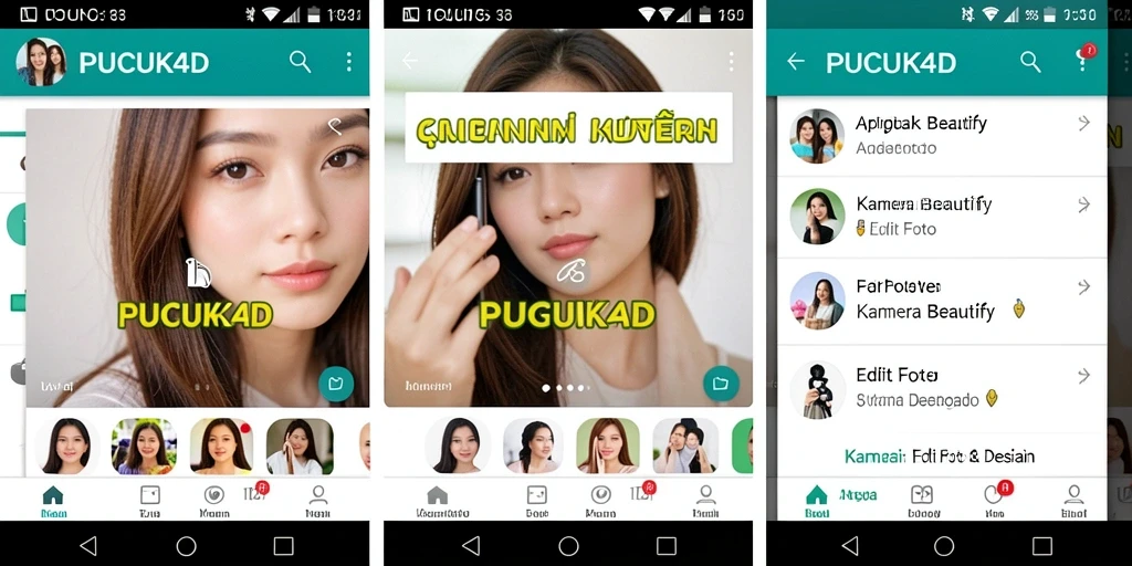 Tampilan antarmuka PUCUK4D dengan fungsi Kamera Beautify yang menarik.
